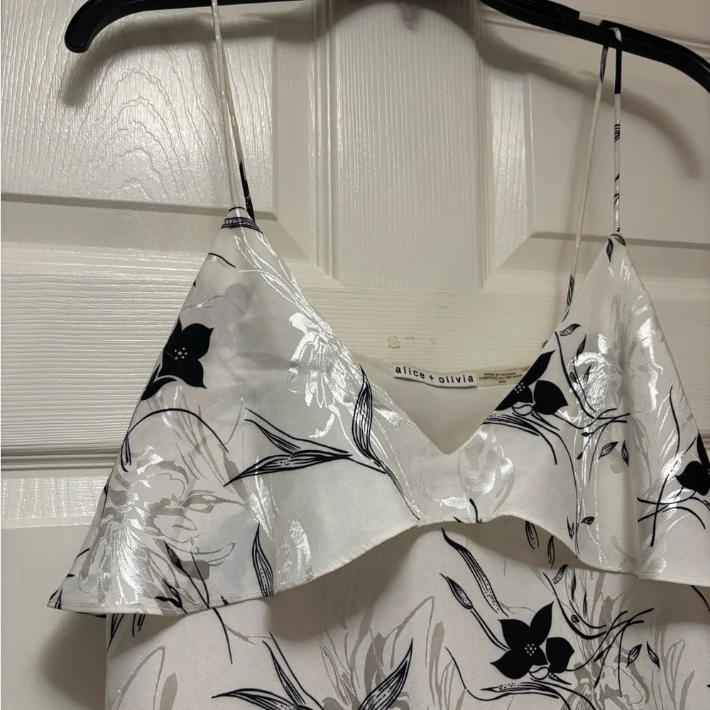 ALICE & OLIVIA Bess Slipdress in Black and White Floral Print - Picture 8 of 12